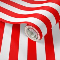 Red and White Big 1-inch Beach Hut Vertical Stripes