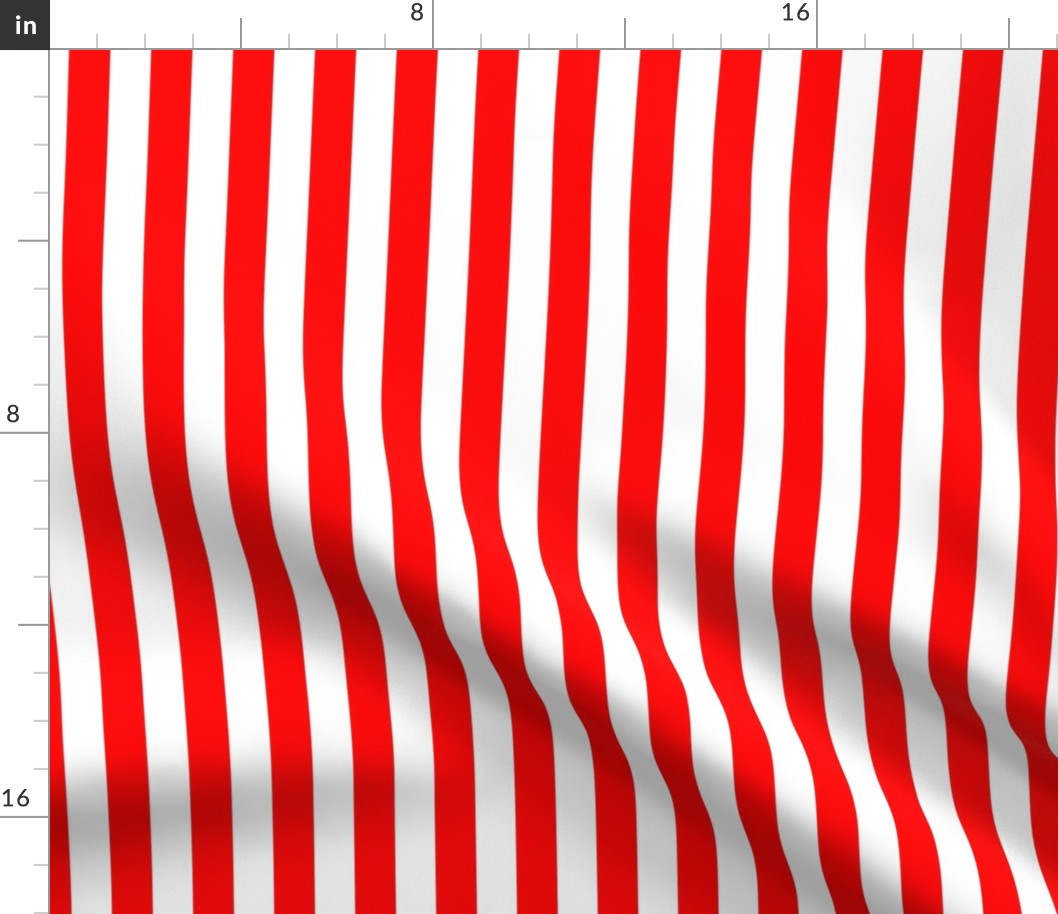 Red and White ¾ inch Deck Chair Vertical Stripes