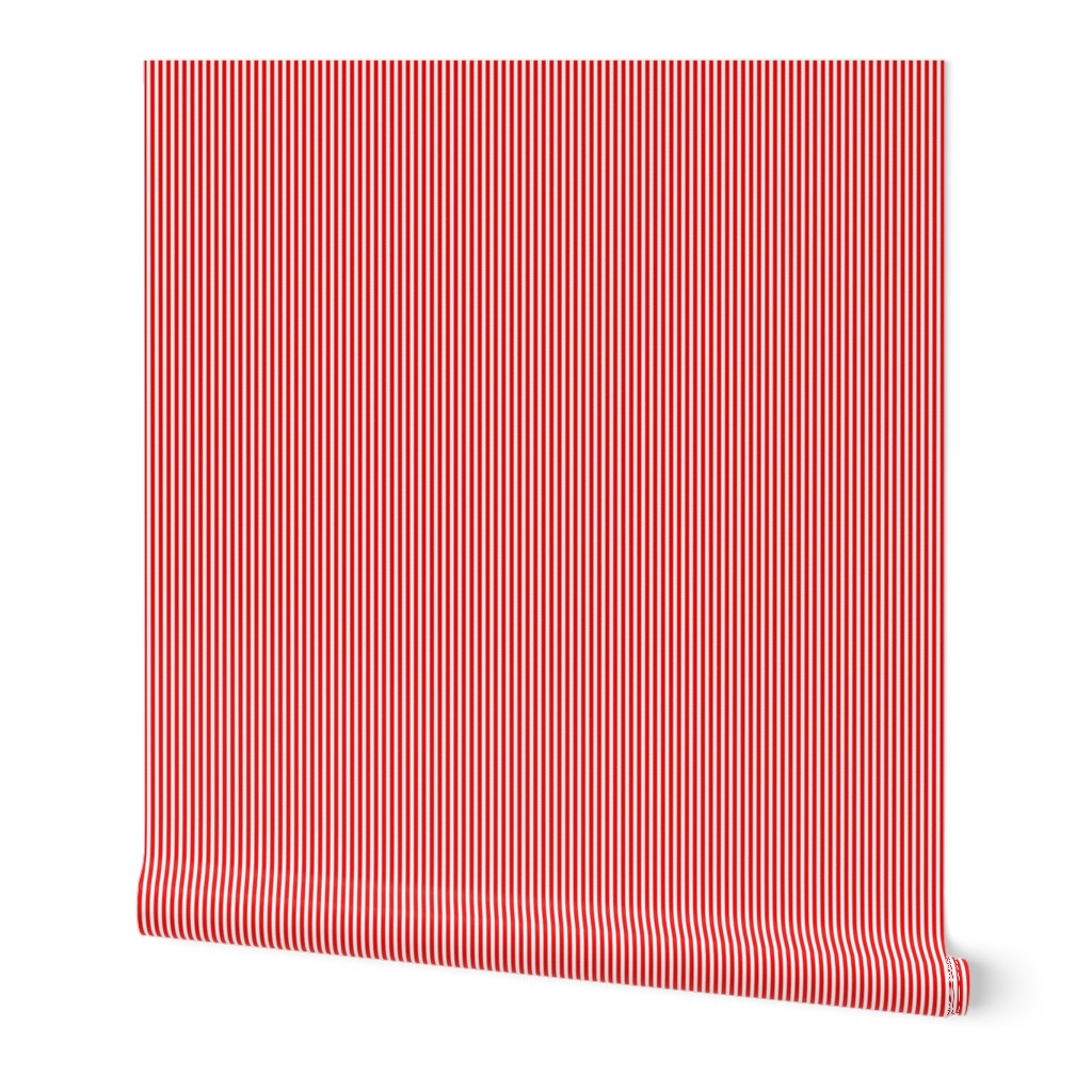 Red and White 1/8-inch Thin Pencil Vertical Stripes