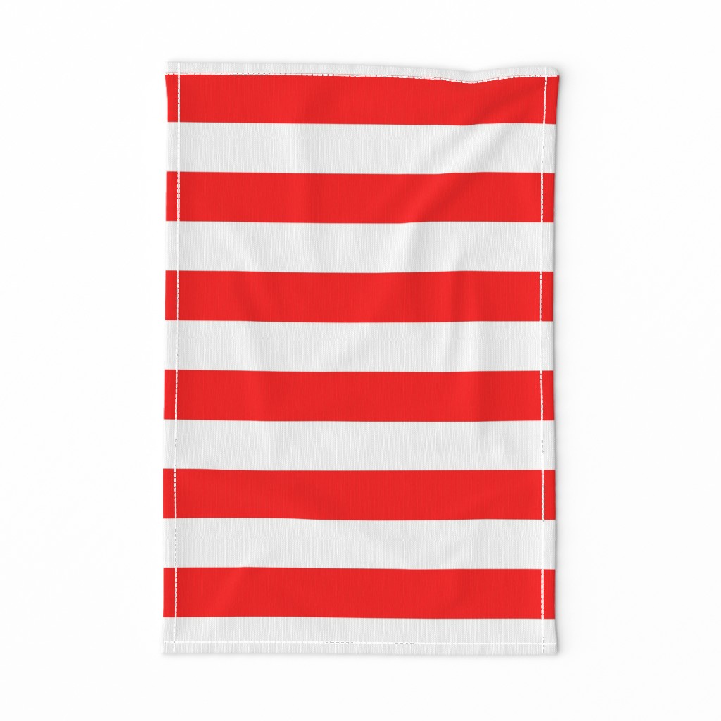 Red and White Wide 2-inch Cabana Tent Horizontal Stripes