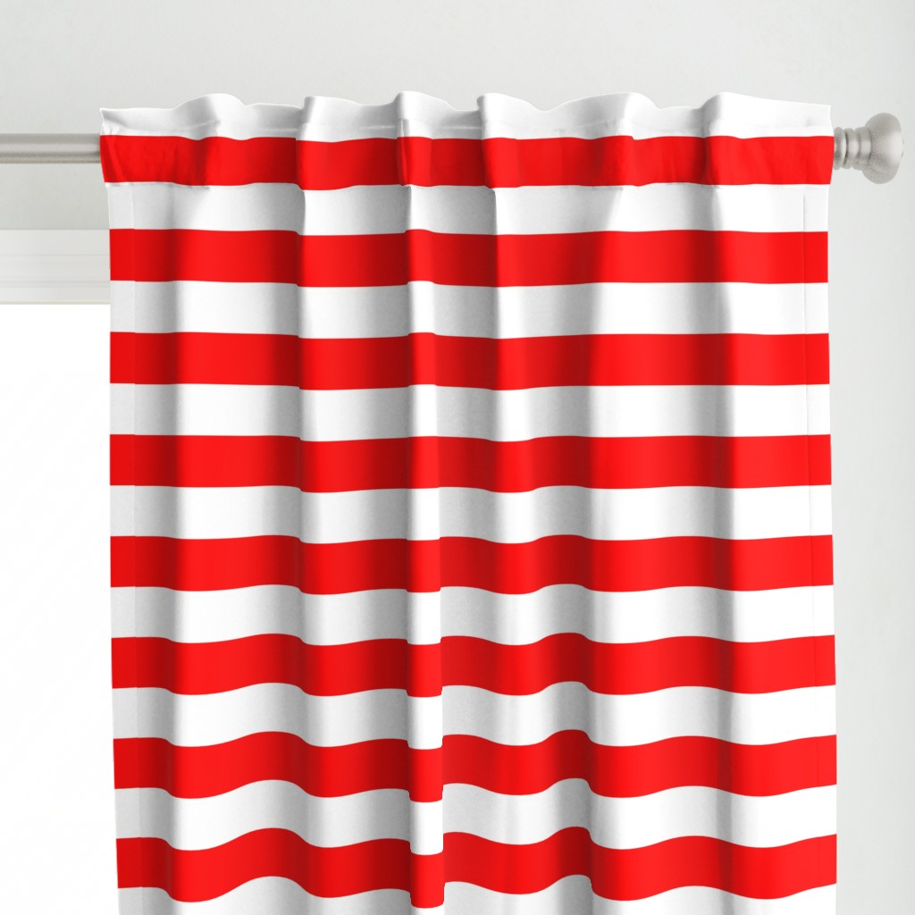 Red and White Wide 2-inch Cabana Tent Horizontal Stripes