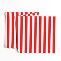 Red and White Big 1-inch Beach Hut Horizontal Stripes