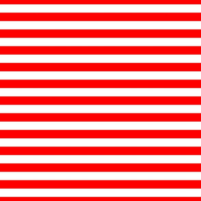 Red and White ¾ inch Deck Chair Horizontal Stripes