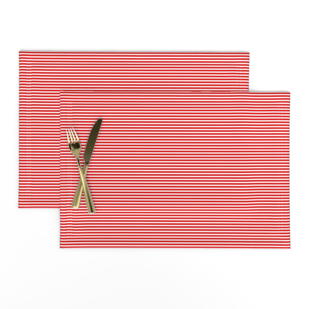 Red and White Thin 1/8 inch Horizontal Pencil Stripes