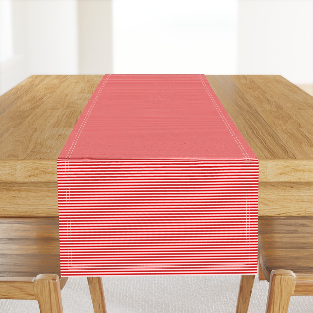 Red and White Thin 1/8 inch Horizontal Pencil Stripes