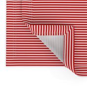 Red and White Thin 1/8 inch Horizontal Pencil Stripes