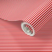 Red and White Thin 1/8 inch Horizontal Pencil Stripes