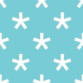 White  Stars on Light Blue, Modern Shapes, Jumbo Geometric, Gender Neutral