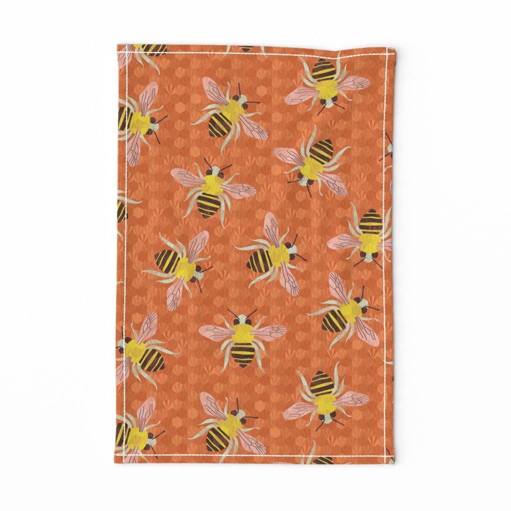 busy bejewelled bees  - burnt orange