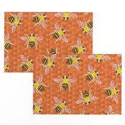 busy bejewelled bees  - burnt orange