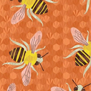 busy bejewelled bees  - burnt orange