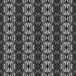 DGD3 - Small - Rococo Digital Dalliance Lace, with Hidden Gargoyles,  in Black  - White - Grey