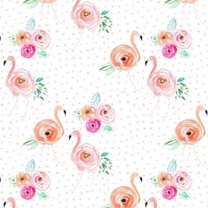 4" Floral Flamingo Florals with Blush Pink Polka Dots