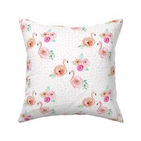 8" Floral Flamingo Florals with Blush Pink Polka Dots