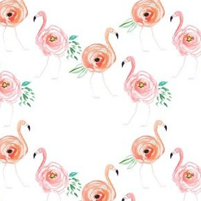 4" Floral Flamingos
