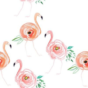 8" Floral Flamingos