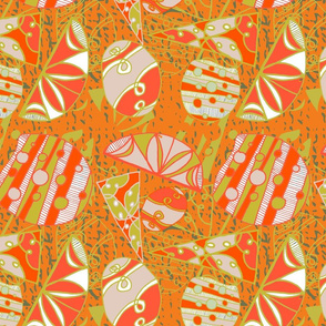 'FUNKY BLOBS' in ORANGE-APPLE-GREEN-BACKGROUND