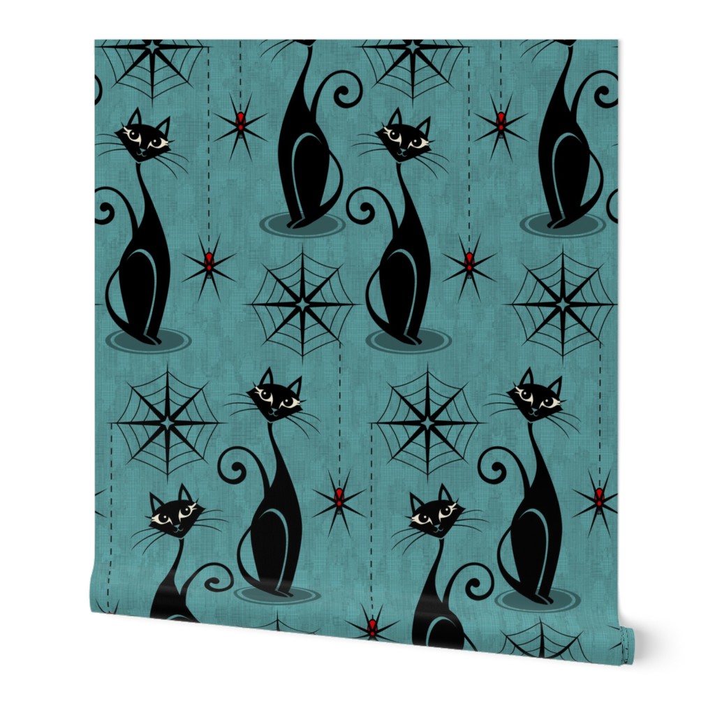 Retro Spooky Meow - Distressed Blue