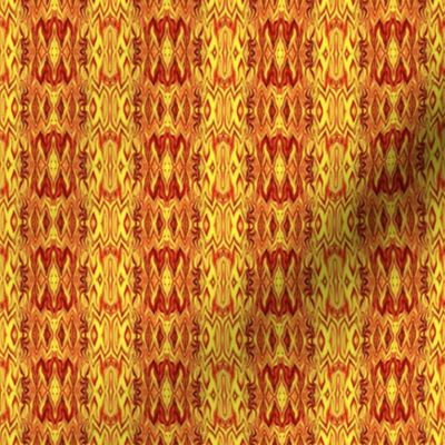 DGD8 - Small -  Rococo Digital Dalliance with Hidden Gargoyles,  in Orange and Yellow