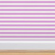 Blush Pink and White Big 1-inch Beach Hut Horizontal Stripes