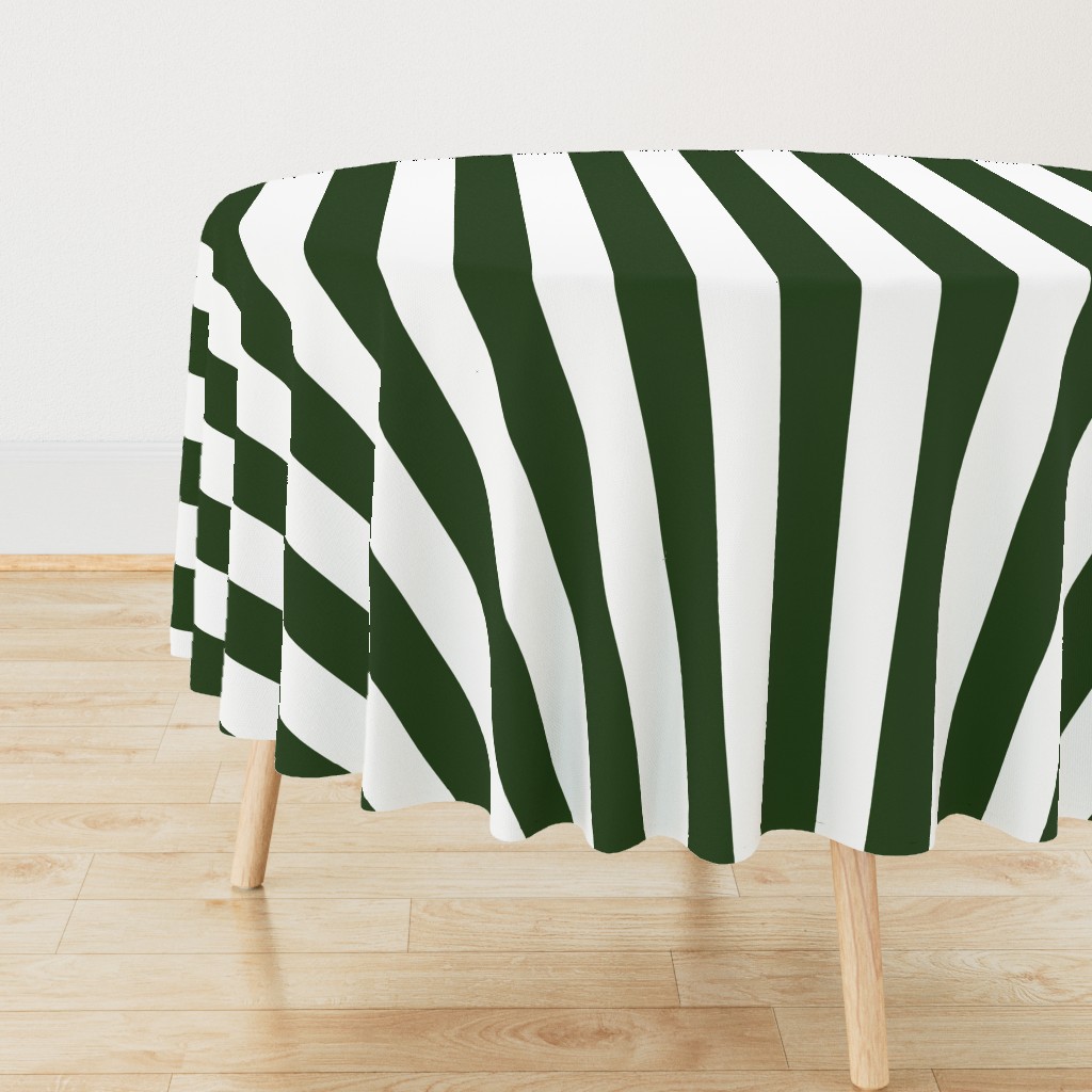 Forest Green and White Jumbo 3-inch Circus Big Top Vertical Stripes