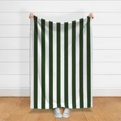 Forest Green and White Jumbo 3-inch Circus Big Top Vertical Stripes