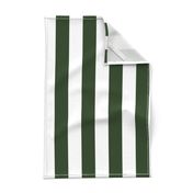 Forest Green and White Wide 2-inch Cabana Tent Vertical Stripes