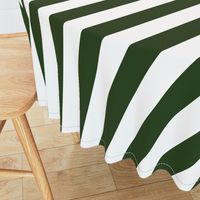 Forest Green and White Wide 2-inch Cabana Tent Vertical Stripes