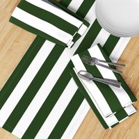 Forest Green and White Wide 2-inch Cabana Tent Vertical Stripes