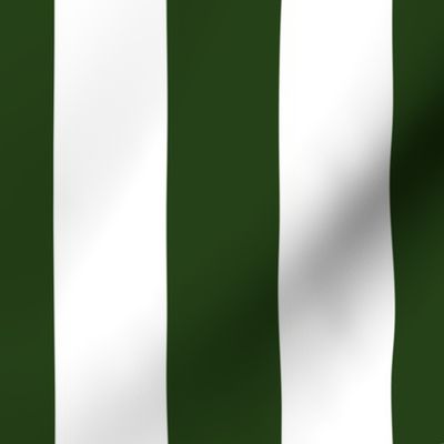 Forest Green and White Wide 2-inch Cabana Tent Vertical Stripes