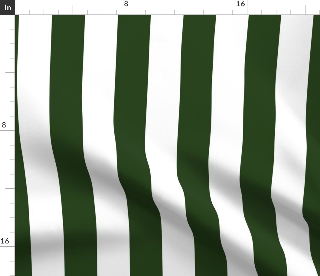 Forest Green and White Wide 2-inch Cabana Tent Vertical Stripes