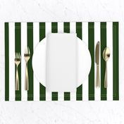 Forest Green and White Big 1-inch Beach Hut Vertical Stripes