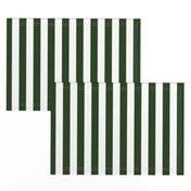 Forest Green and White Big 1-inch Beach Hut Vertical Stripes