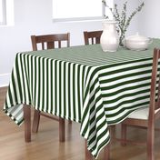 Forest Green and White Big 1-inch Beach Hut Vertical Stripes