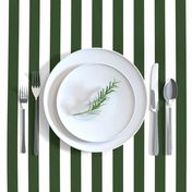 Forest Green and White Big 1-inch Beach Hut Vertical Stripes