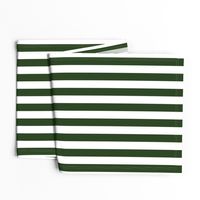 Forest Green and White Big 1-inch Beach Hut Vertical Stripes