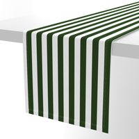 Forest Green and White Big 1-inch Beach Hut Vertical Stripes