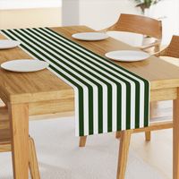 Forest Green and White Big 1-inch Beach Hut Vertical Stripes