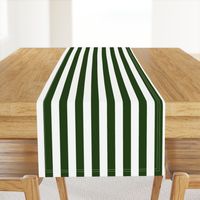 Forest Green and White Big 1-inch Beach Hut Vertical Stripes