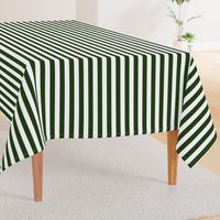 Forest Green and White Big 1-inch Beach Hut Vertical Stripes