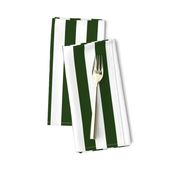 Forest Green and White Big 1-inch Beach Hut Vertical Stripes