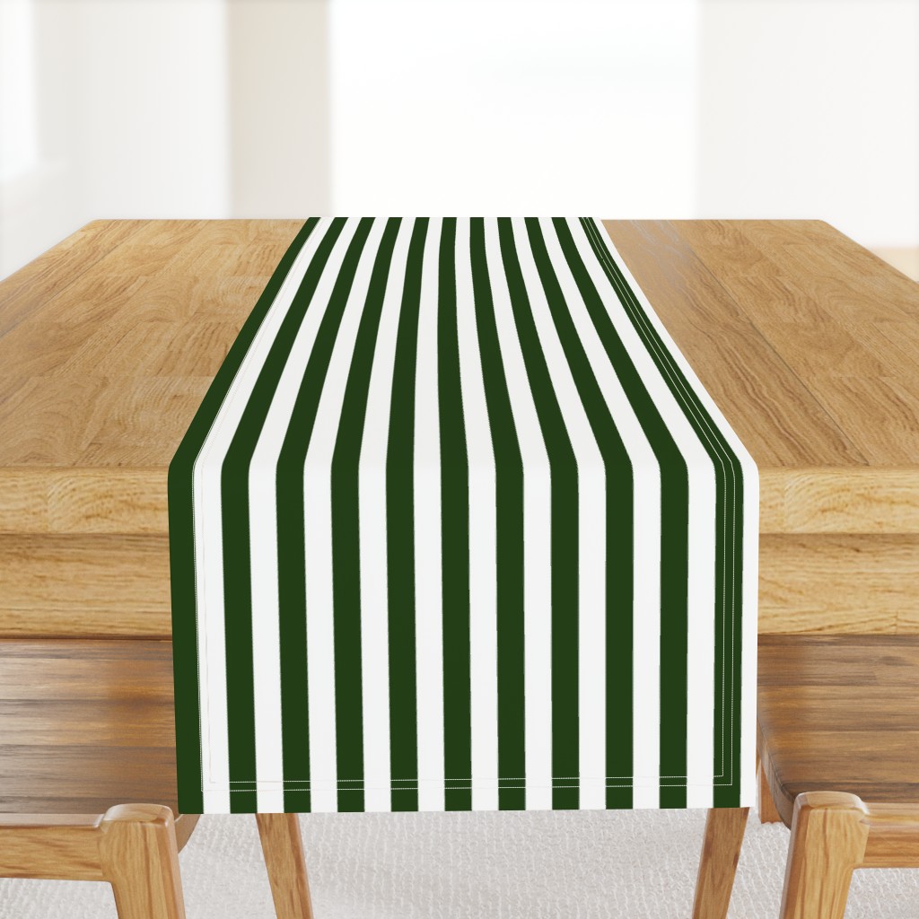 Forest Green and White ¾ inch Deck Chair Vertical Stripes