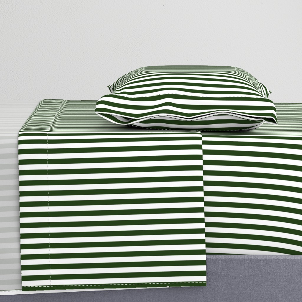 Forest Green and White ½ inch Picnic Vertical Stripes