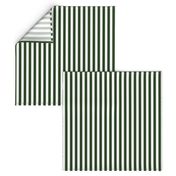 Forest Green and White ½ inch Picnic Vertical Stripes