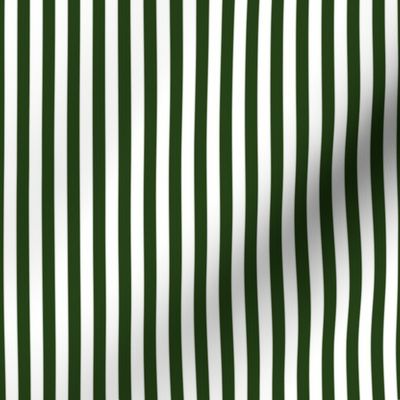 Forest Green and White ¼ inch Sailor Vertical Stripes