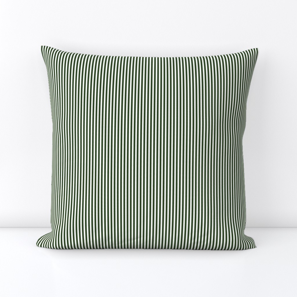 Forest Green and White 1/8-inch Thin Pencil Vertical Stripes