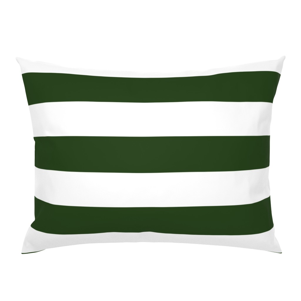 Forest Green and White Jumbo 3-inch Circus Big Top Horizontal Stripes