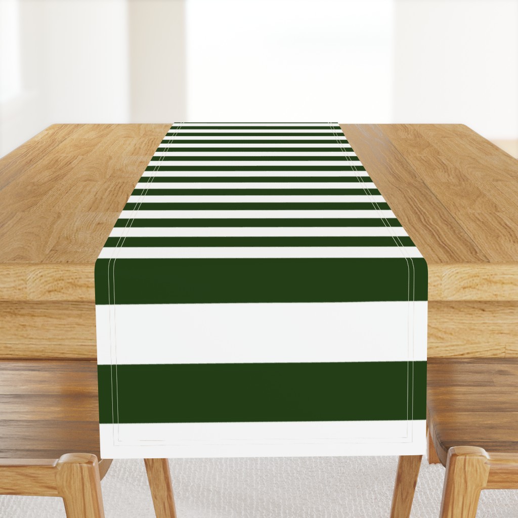 Forest Green and White Jumbo 3-inch Circus Big Top Horizontal Stripes