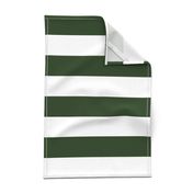 Forest Green and White Jumbo 3-inch Circus Big Top Horizontal Stripes