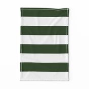 Forest Green and White Jumbo 3-inch Circus Big Top Horizontal Stripes